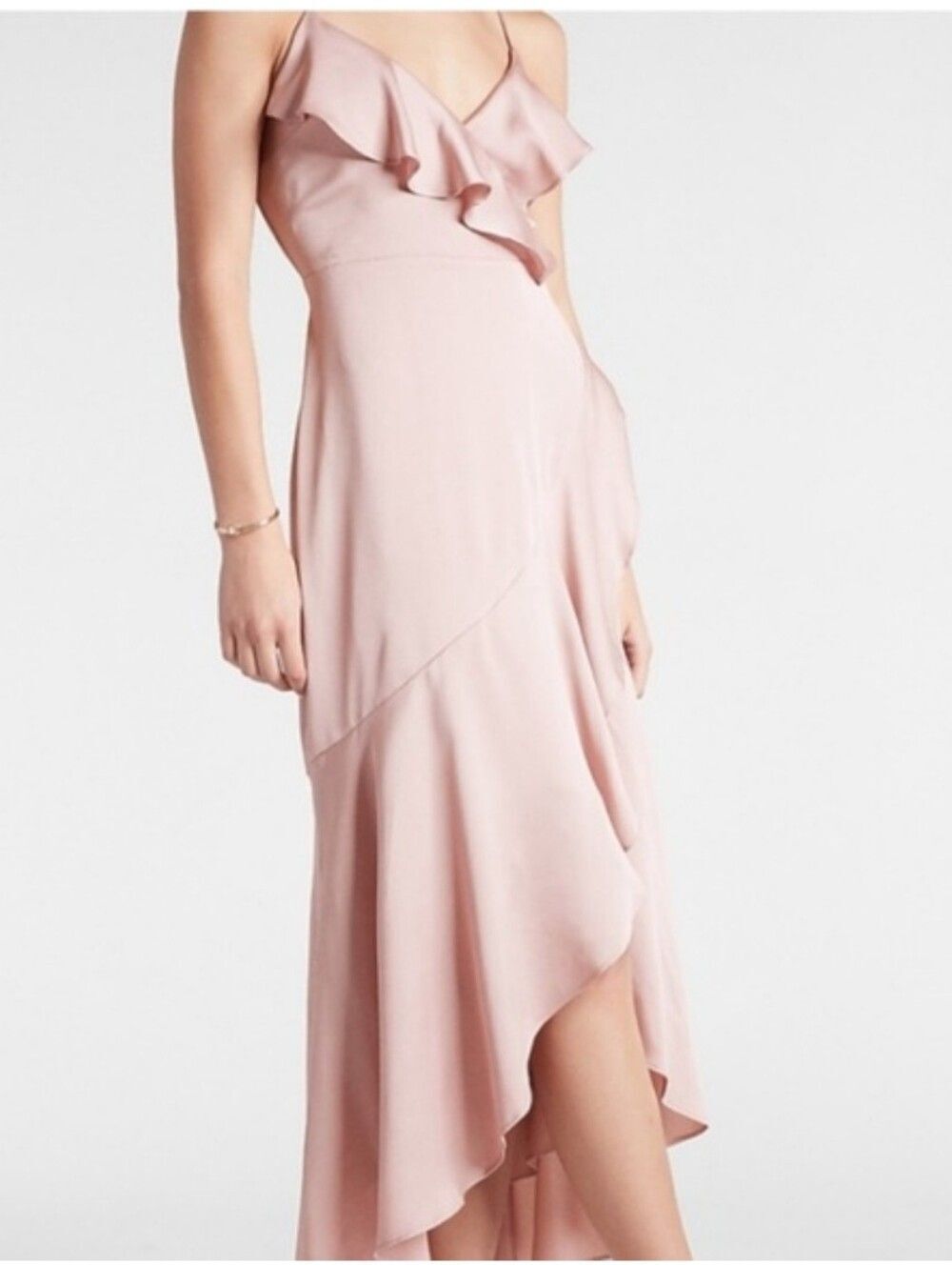 Express Pink Ruffled  Front High Low Strappy Sundress
